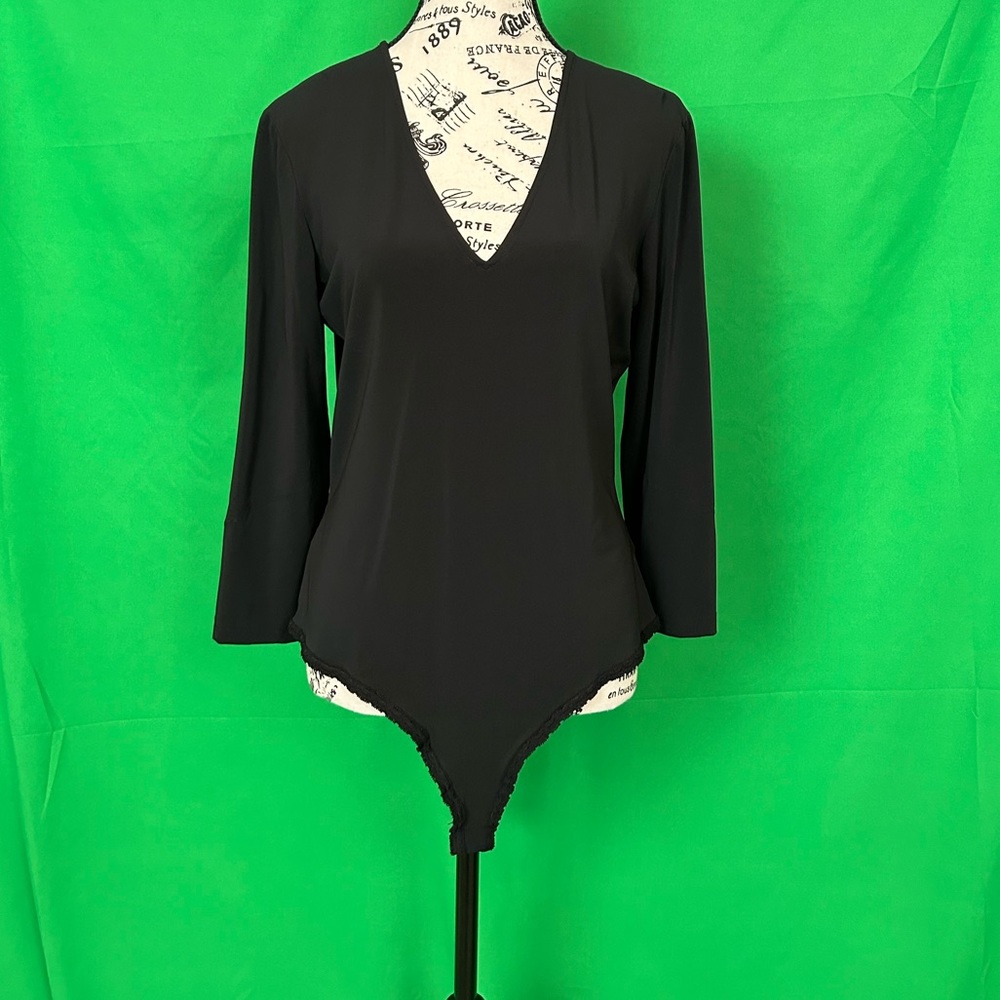 DKNY Vintage V-neck Black Bodysuit. Size 12.